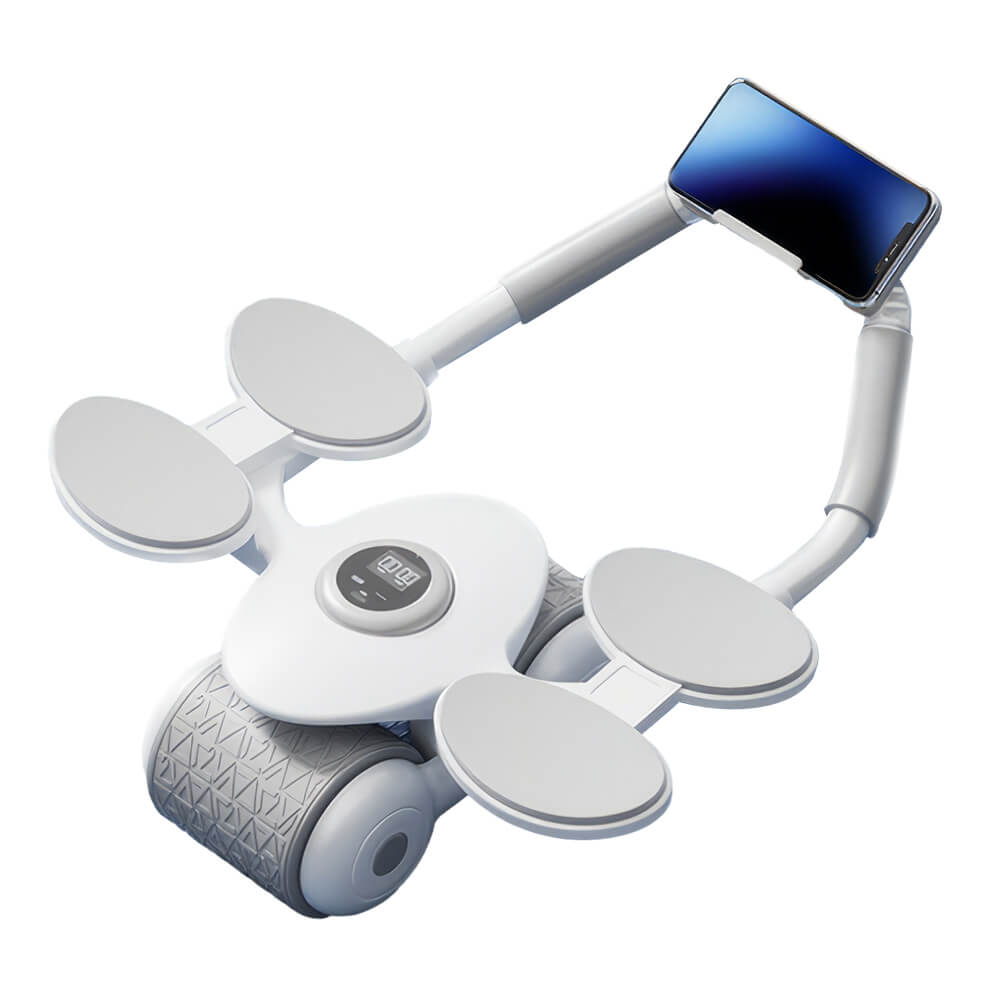 Ab Roller Wheel with Auto Rebound and 4 Elbow Supports – Adjustable Handle Design