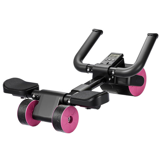 Ab Roller Wheel with Auto Rebound, Elbow Support, Adjustable Length & Timer