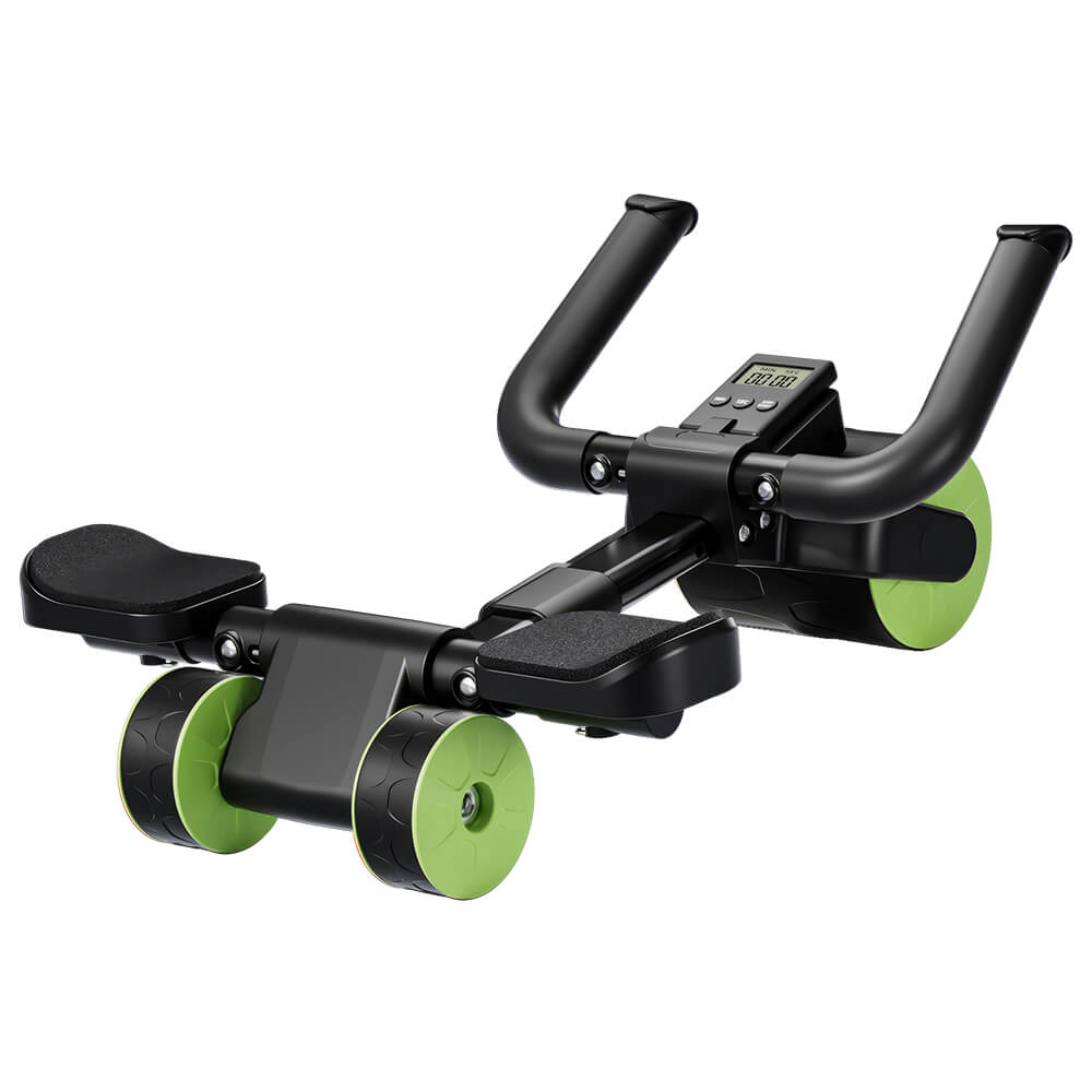 Ab Roller Wheel with Auto Rebound, Elbow Support, Adjustable Length & Timer