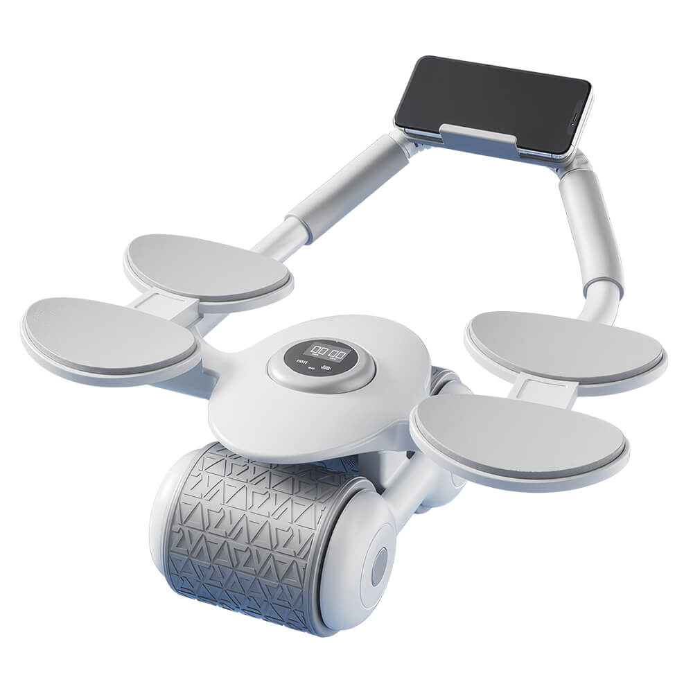 Ab Roller Wheel with Auto Rebound and 4 Elbow Supports – Adjustable Handle Design