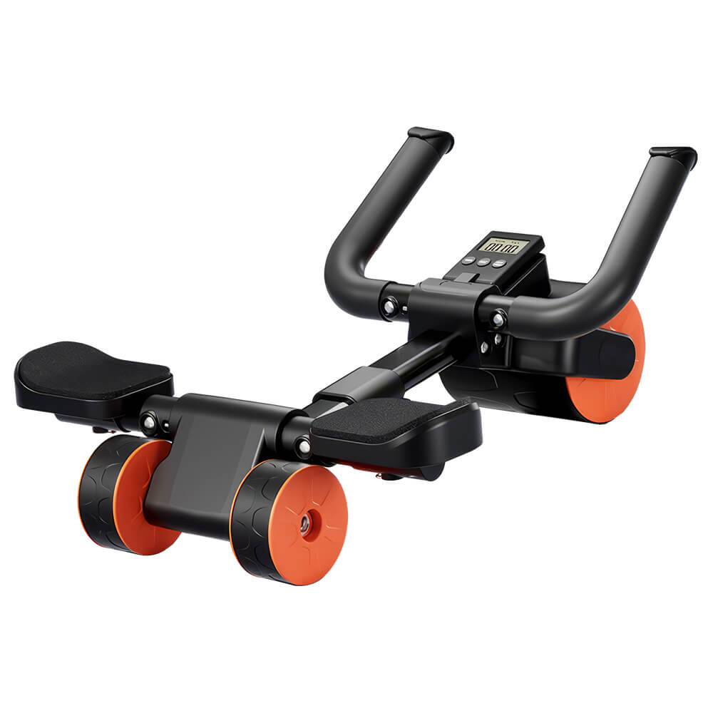 Ab Roller Wheel with Auto Rebound, Elbow Support, Adjustable Length & Timer